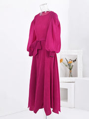 Magenta Pleated Maxi Dress