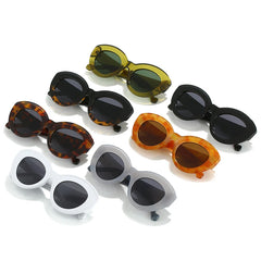 Chic Olive Green Oval Sunglasses
