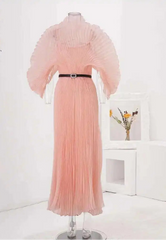 Pleated Blush Pink Maxi Dress