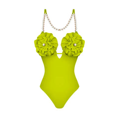 Unique Three-Dimensional Floral Swimsuit