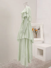 Soft Sage Green Ruffle Tiered Maxi Dress