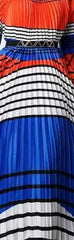 Geometric Wave Print Pleated Maxi Dress