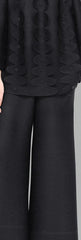 Elegant Wide-Leg Pants and Textured Floral Appliqué Top Set