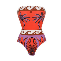Vibrant One-Shoulder Bikini with Tropical Flair