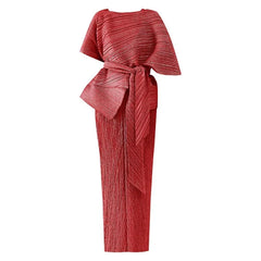 Asymmetric Pleated Kaftan Dress