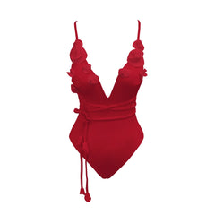 New Flower Deep V Neck Swimwear