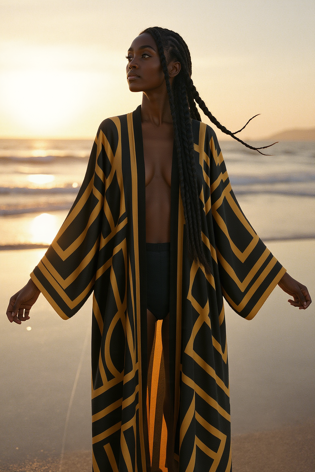 African Geometric Print Kimono