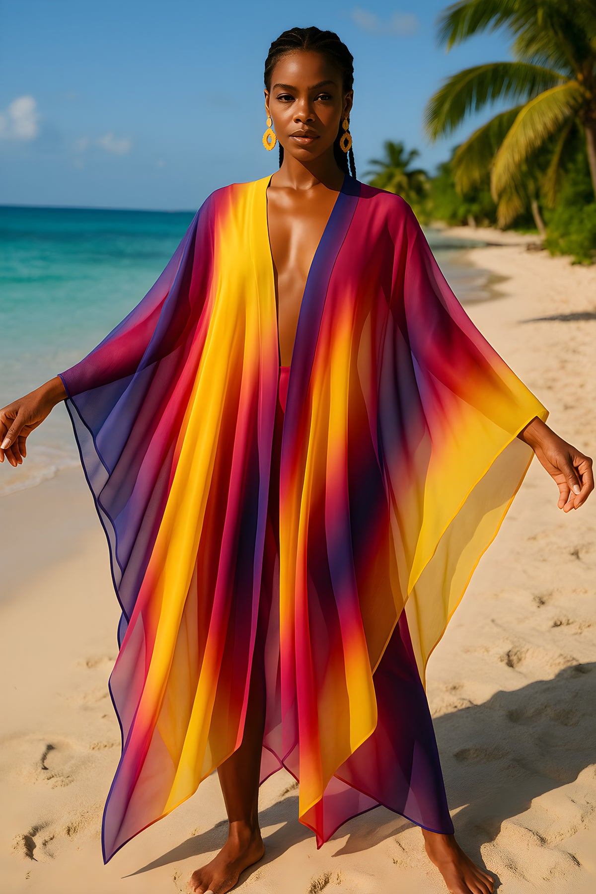 Women's Open Front Kimono Dress
