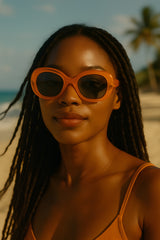 Chic Bright Orange Oval Sunglasses